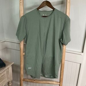BYLT Premium Basics Mens Drop Cut Lux T-Shirt Sage Green Large Curved Hem Tee